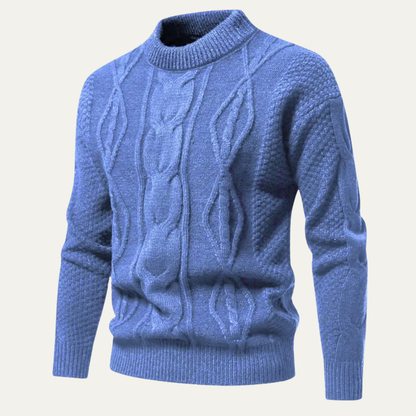 Men's Cable Knit Sweater Round Neck Winter