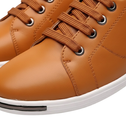 Comfortable Men's Leather Lace Up Sneakers