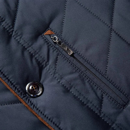 Men's Quilted Winter Jacket Zipper Front With Pockets