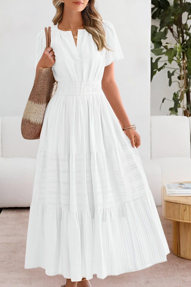 Women's Short Sleeve Maxi Dress Tiered Skirt