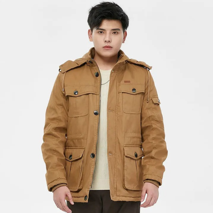 Men's Winter Hooded Parka Jacket Fleece Lining