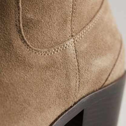 Ankle Boots Block Heel Pointed Toe Suede Women