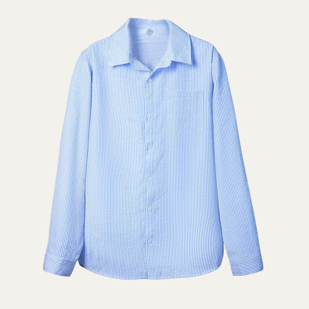 Men's Linen Button Up Shirt Lightweight Blue Striped - VibreMode