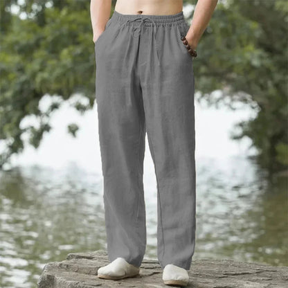 Men's Linen Beach Pants Lightweight Beige