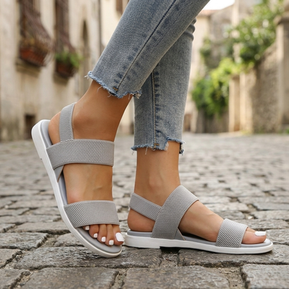 Flat Sandals Open Toe Elastic Strap Women