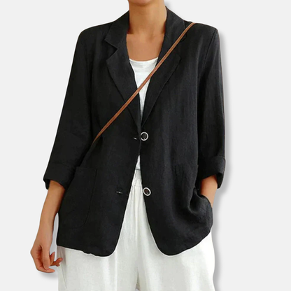 Linen Blend Relaxed Fit Blazer Beige