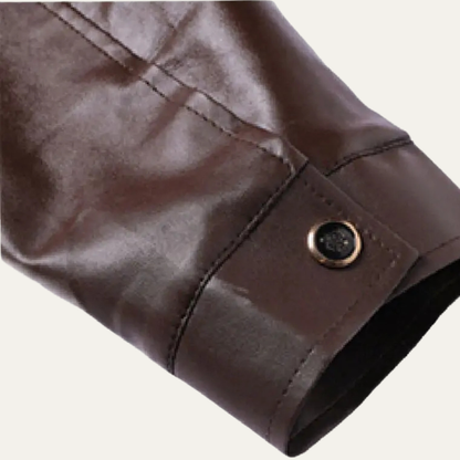 Men's Leather Jacket Fleece Lined Zip Up Coat