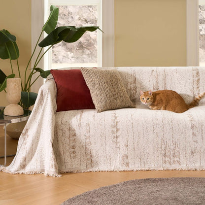 Elegant Sofa Cover Cream Colored Stretchable