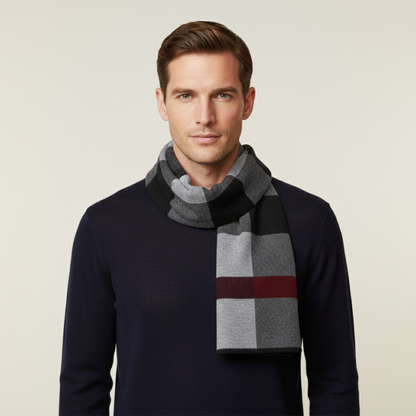 Men's Classic Plaid Scarf Wool Knit
