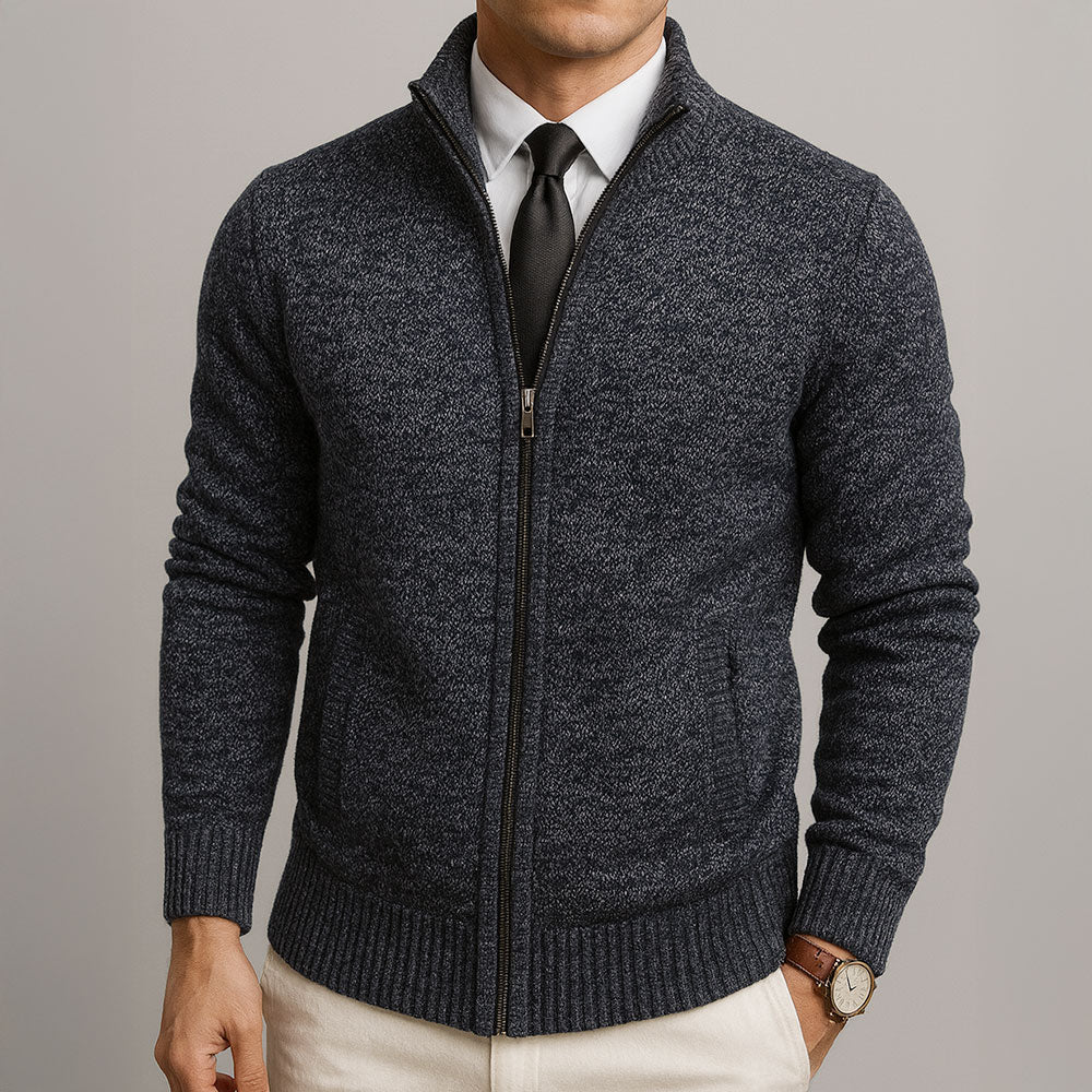 Men's Long Sleeve Zip Front Cardigan