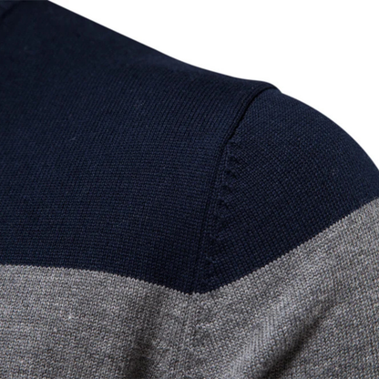 Men's Patchwork Zip Mock Neck Sweater