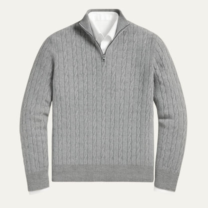 St. Moritz Men's Cable Knit Zip Sweater