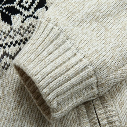 Men's Knit Zip Up Jacket Nordic Pattern