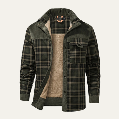 Men's Plaid Flannel Jacket Multi Pocket
