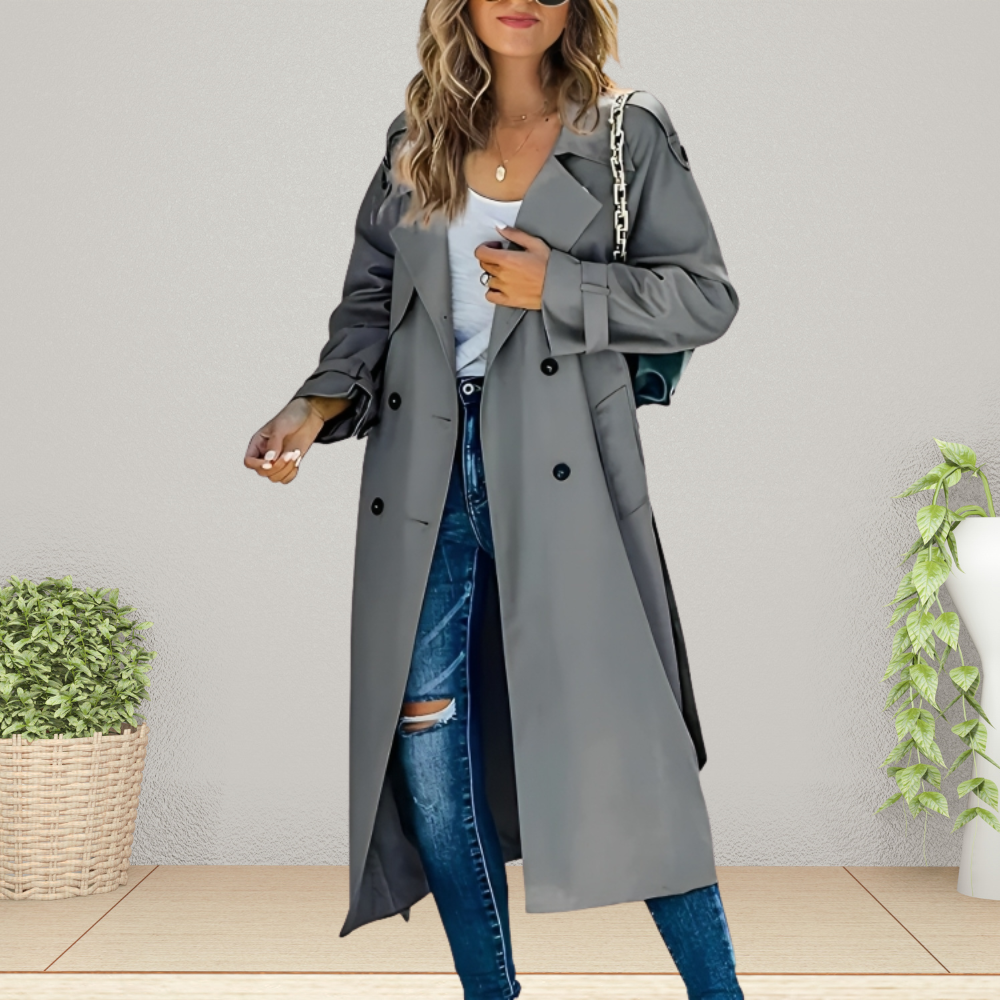 Women's Mid-Season Trench Coat Jacket - VibreMode