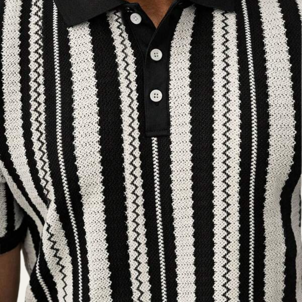 Men's Striped Knit Polo Shirt