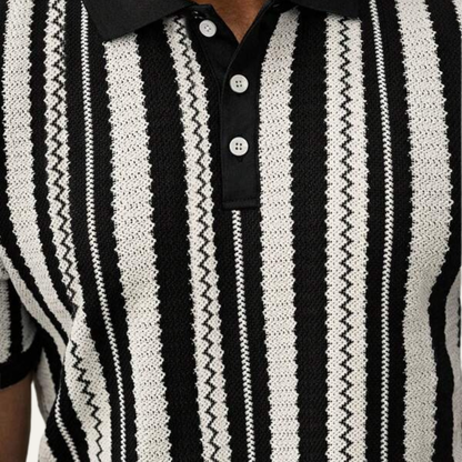 Men's Striped Knit Polo Shirt