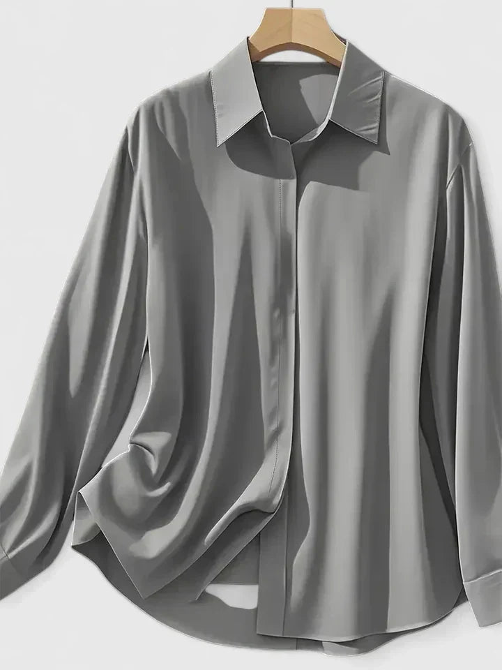 Classy Ladies Button Front Blouse with Hidden Buttons