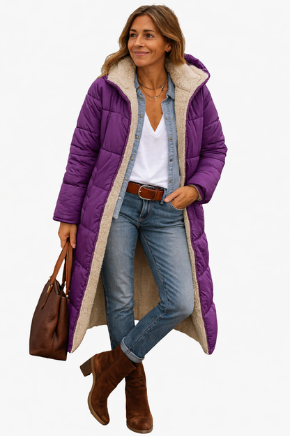 Women's Full-Length Puffer Coat Quilted Fleece Lined
