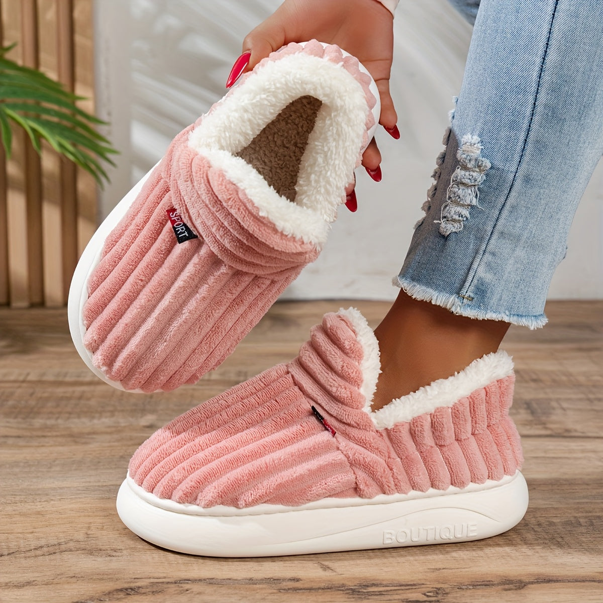 Women's Fleece Slippers Non-Slip Sole