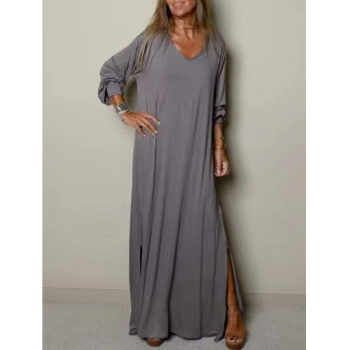 Relaxed Fit V-neck Long Dress