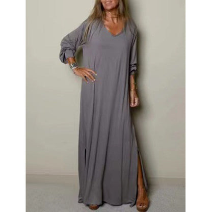 Relaxed Fit V-neck Long Dress