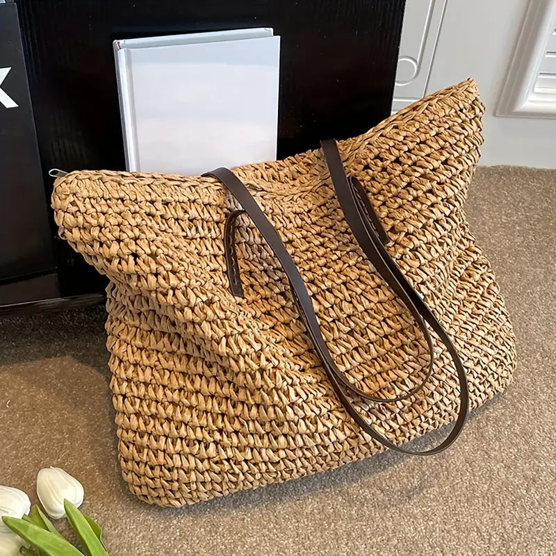 Alessia Women's Straw Beach Tote Bag Natural