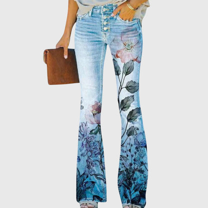 Women's Slim Fit Floral Pattern Jeans