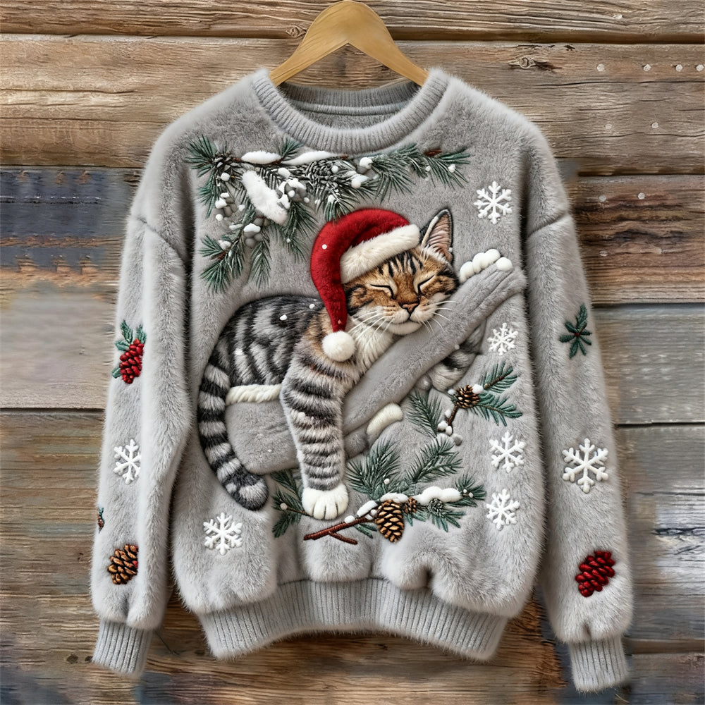 Women's Kitten Graphic Sweater 3D Effect - VibreMode