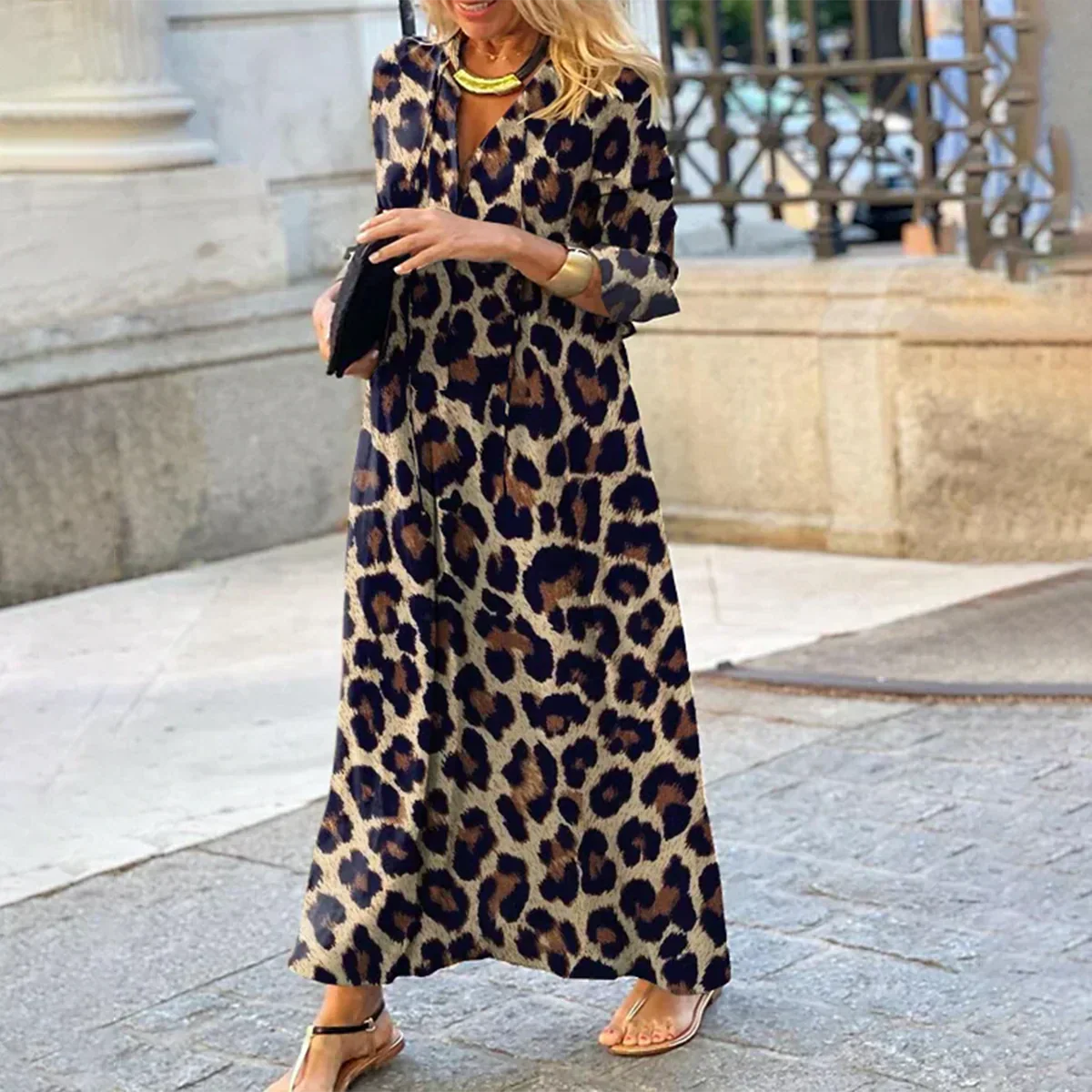Slimming Fit Printed A-Line Dress for Women