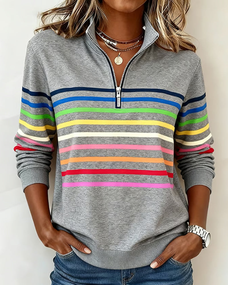 Women's Crew Neck Sweatshirt Ribbed Hem - VibreMode