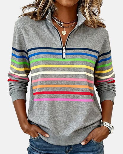 Colorful Multi Stripe Zip Hoodie - VibreMode