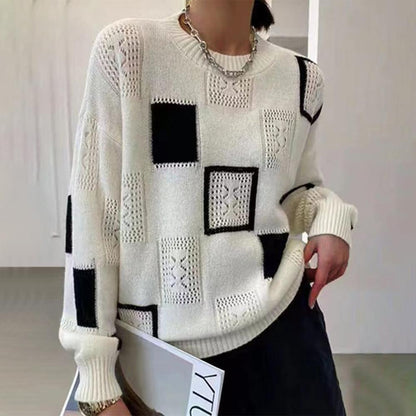 Colorful Quilted Knit Sweater
