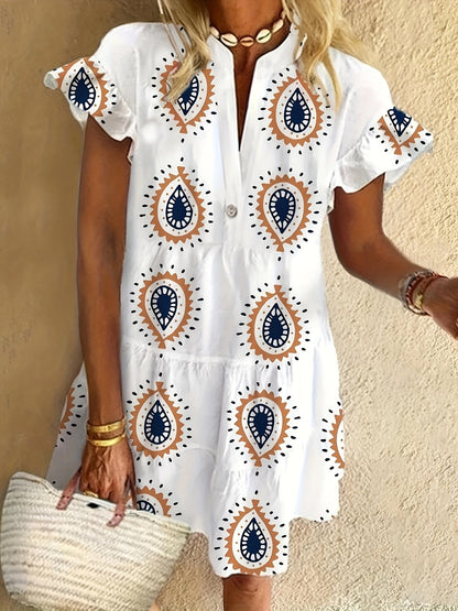 Women's Boho Midi Dress Flowy Draped Cocktail