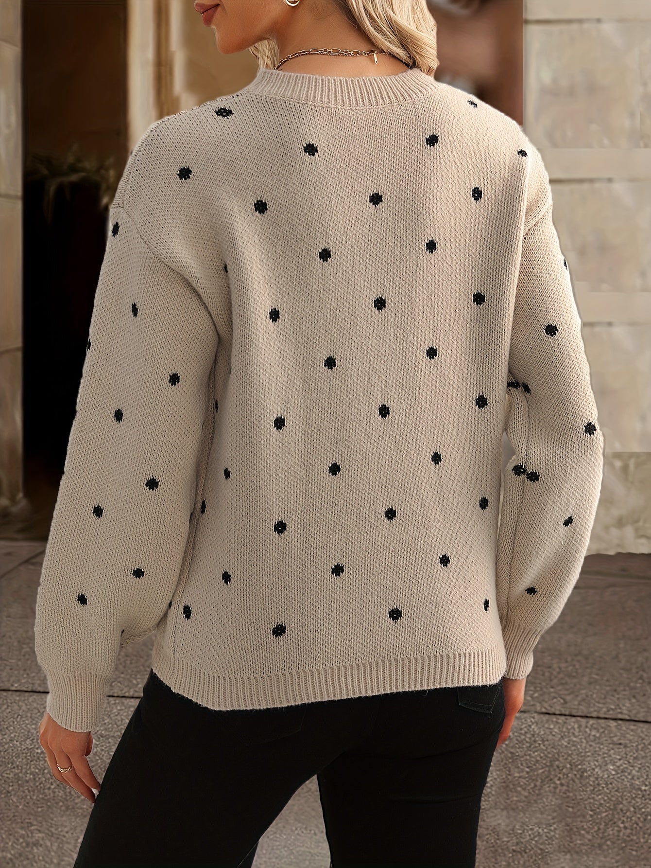 Women's Polka Dot Sweater Casual Knit