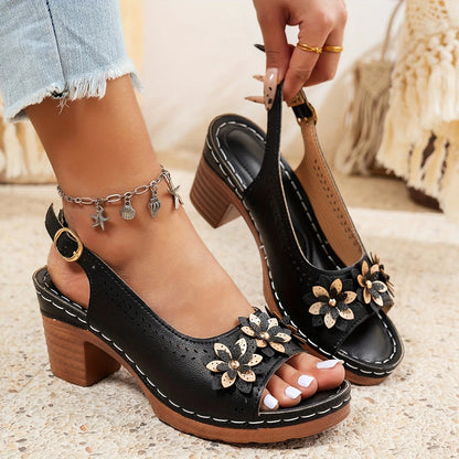Brown Buckle Ankle Strap Flat Sandals