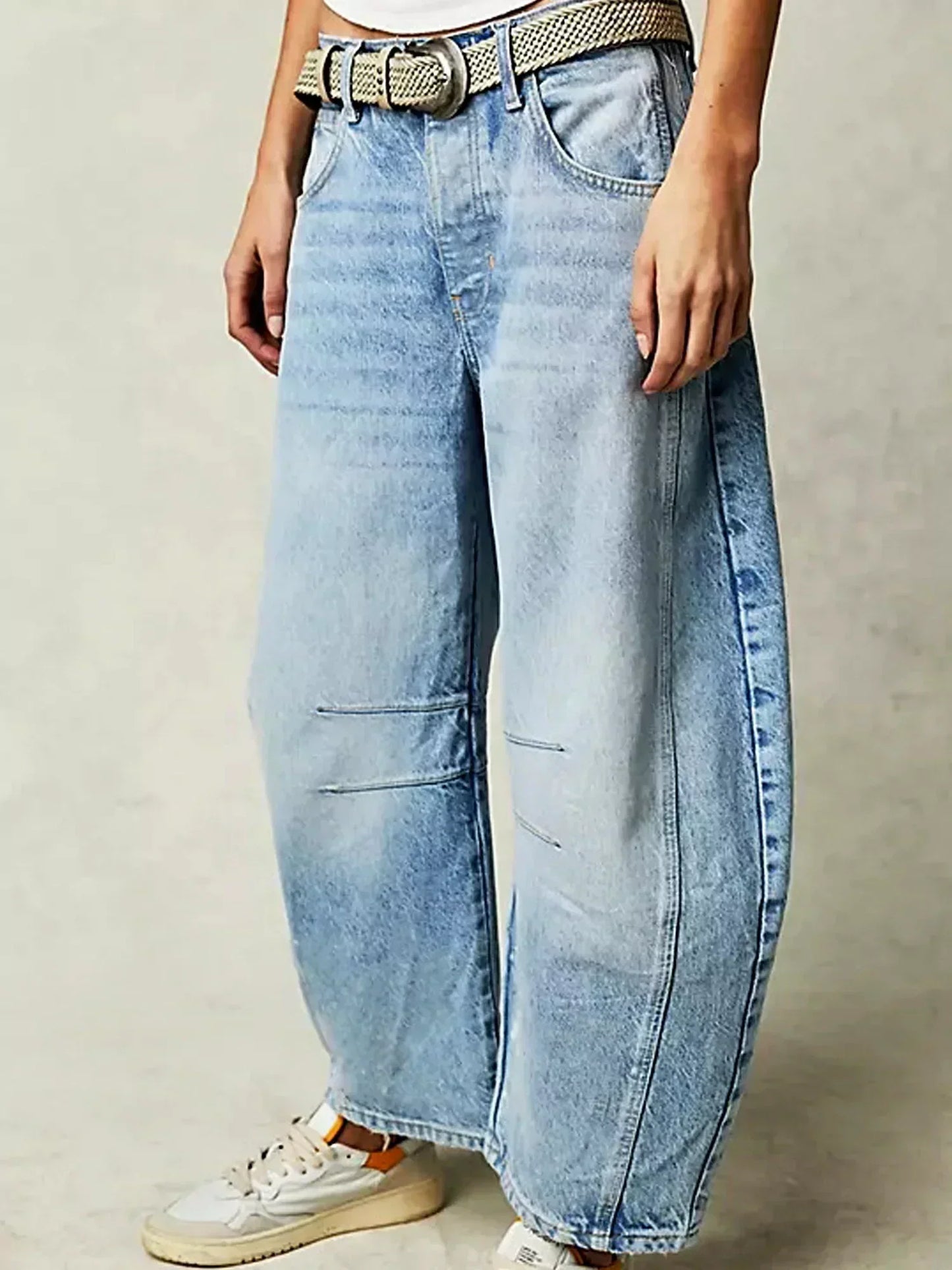 Women's Leopard Print Barrel Jeans