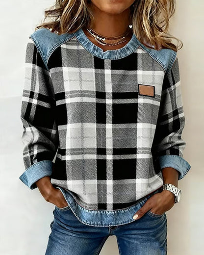 Ainsley Checkered Patchwork Sweatshirt