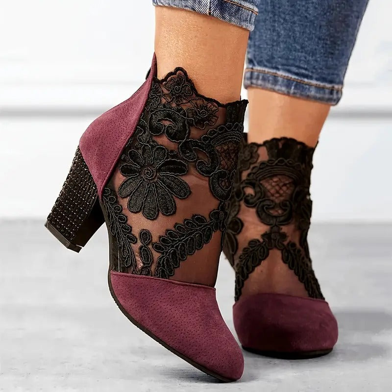 Comfortable Low Block Heel Women's Ankle Boots - VibreMode