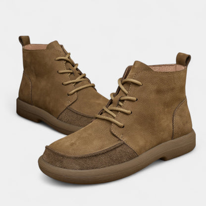 Men's Real Leather Comfort Ankle Boots Wide Fit Lace Up Shoes