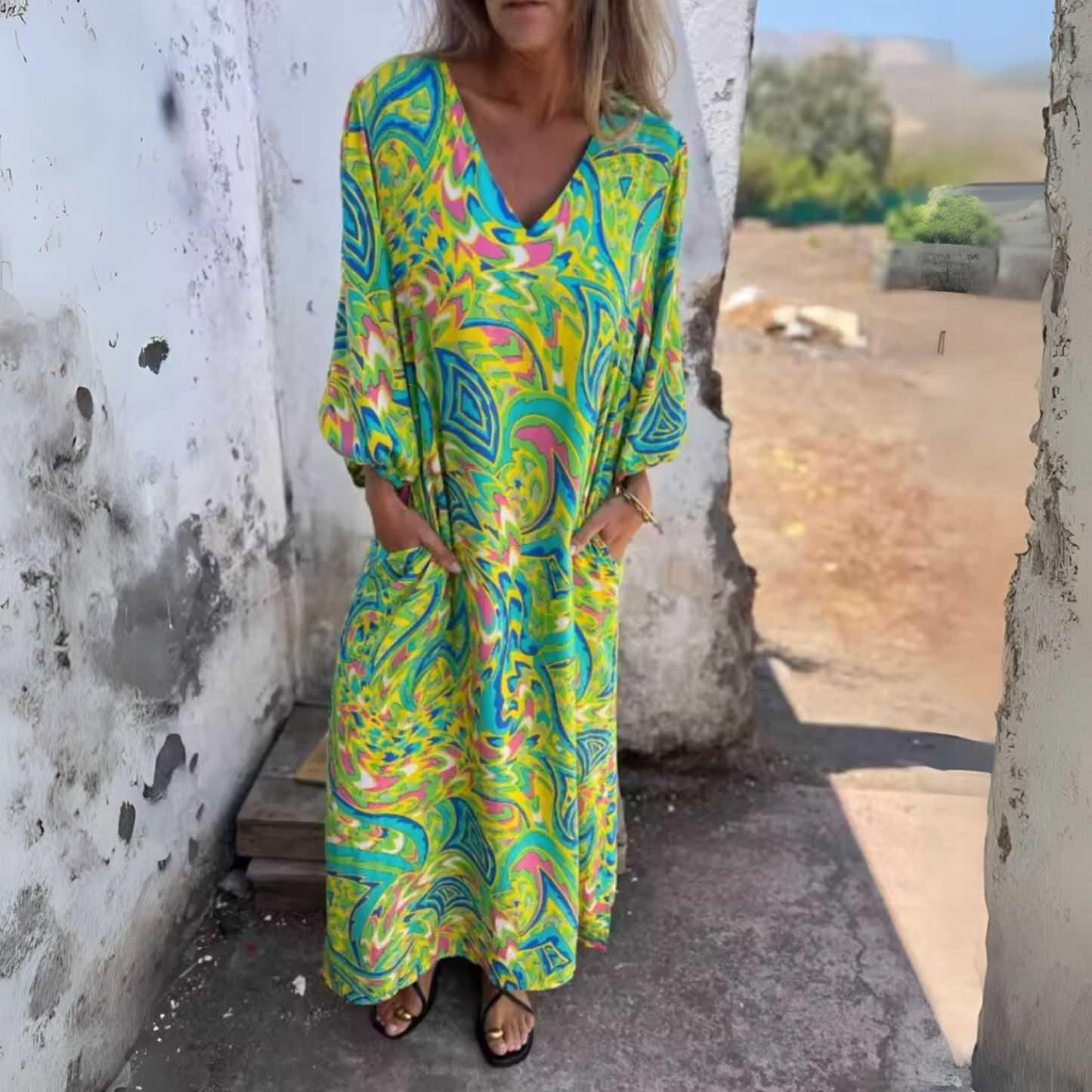 Women's Loose Fit Spring Dress With Pockets