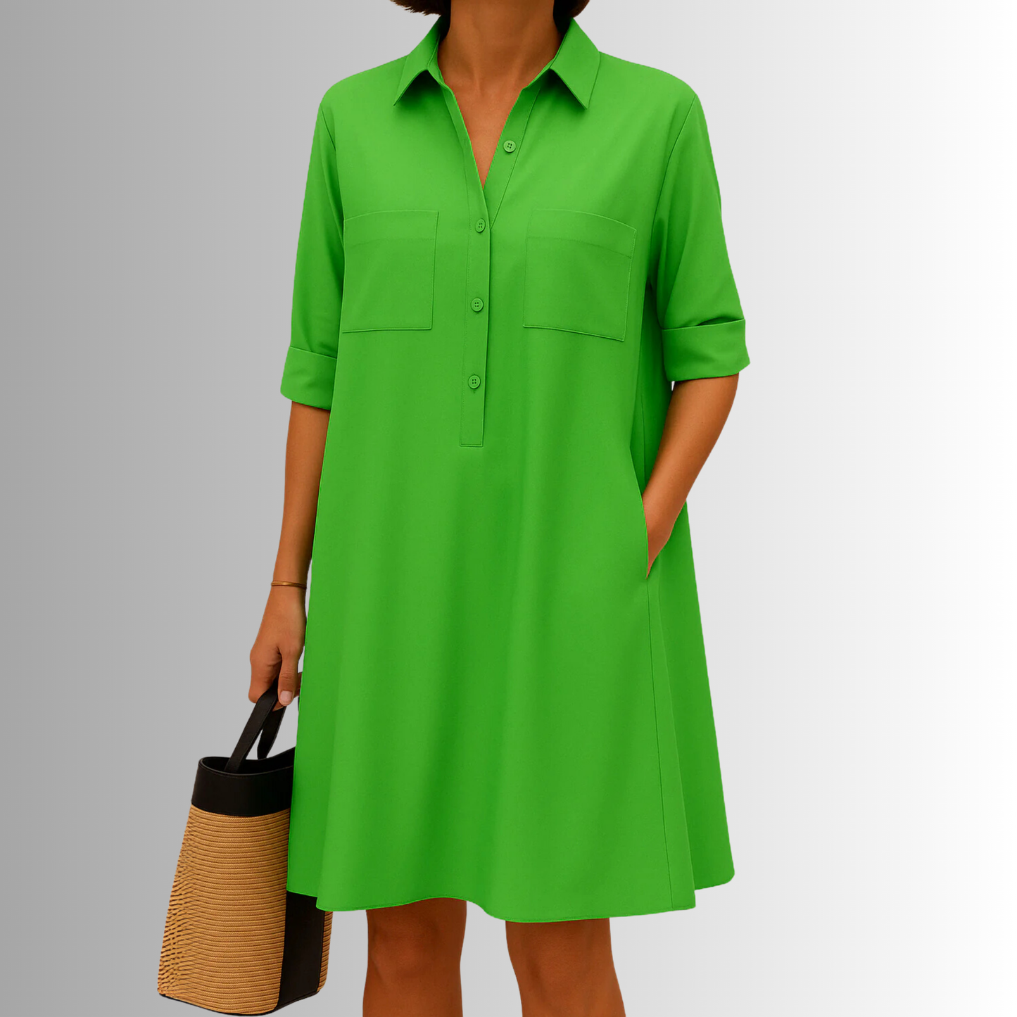 Women's Lightweight Button Dress - VibreMode