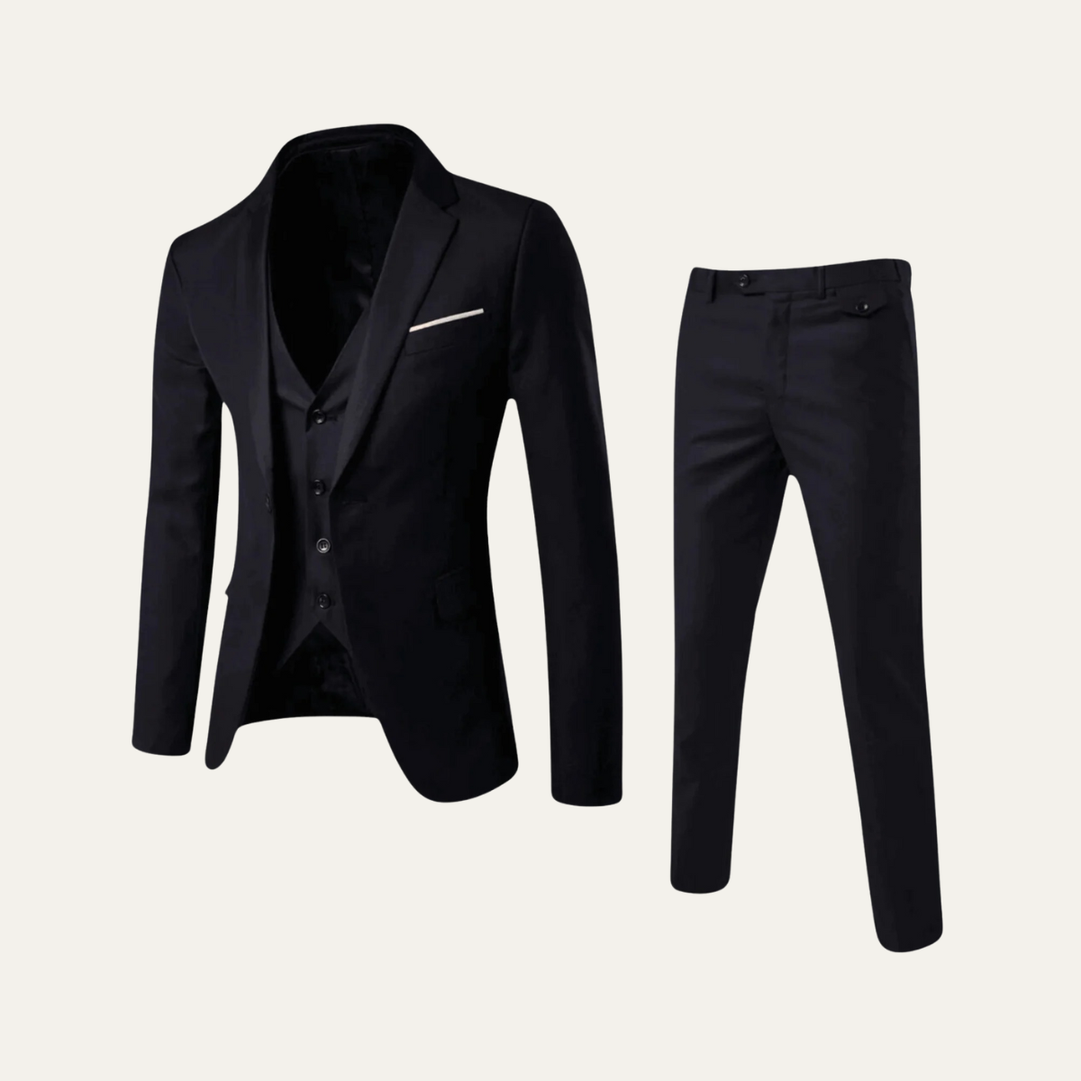 Men's 3 Piece Suit Set Wool Blazer Waistcoat Trousers - VibreMode