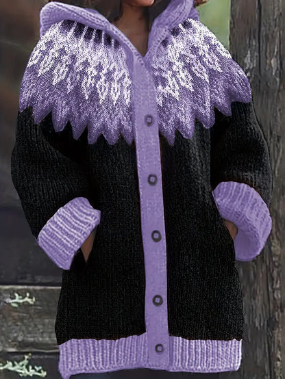 Women's Hooded Cardigan Knit Button Front
