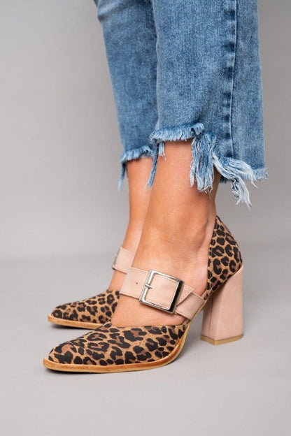 Velvet Leopard High Heel Sandals