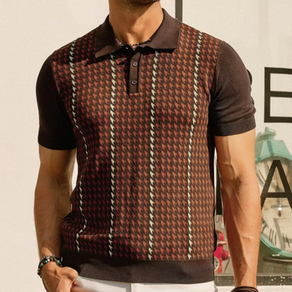 Amarone Men's Polo Shirt Contrast Pattern Knit