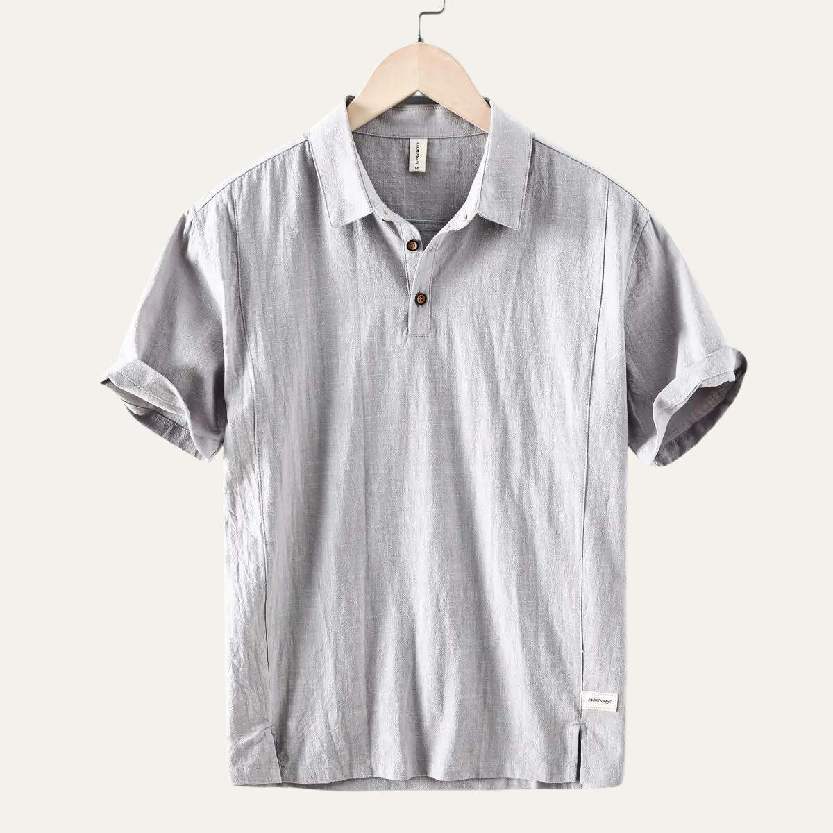 Men's Linen Polo Shirt Short Sleeve Casual Beige
