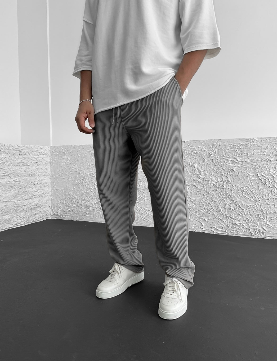 Men's Wide Leg Lounge Pants Vertical Stripe