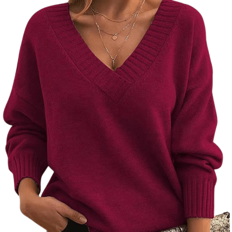 Women's V-Neck Sweater Classic Pullover