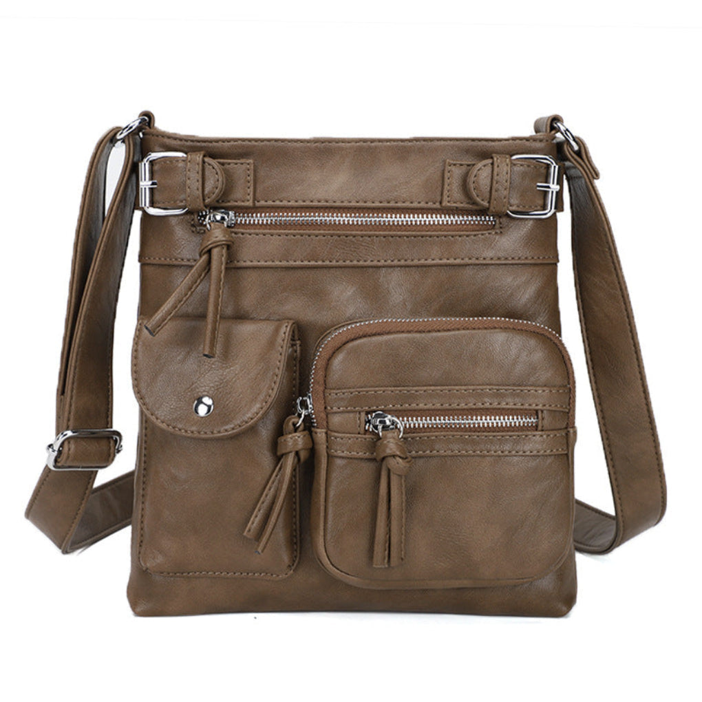 Women's Leather Shoulder Bag Multi Pocket